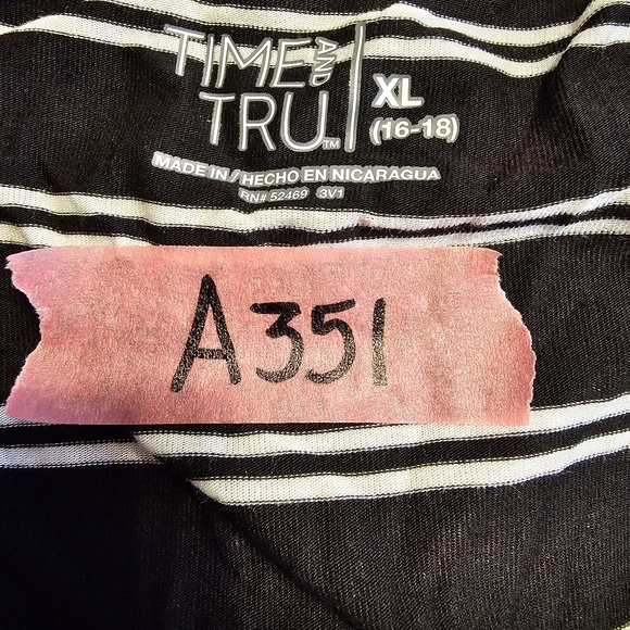 Time and Tru Black Top with White Stripes - Picture 3 of 5